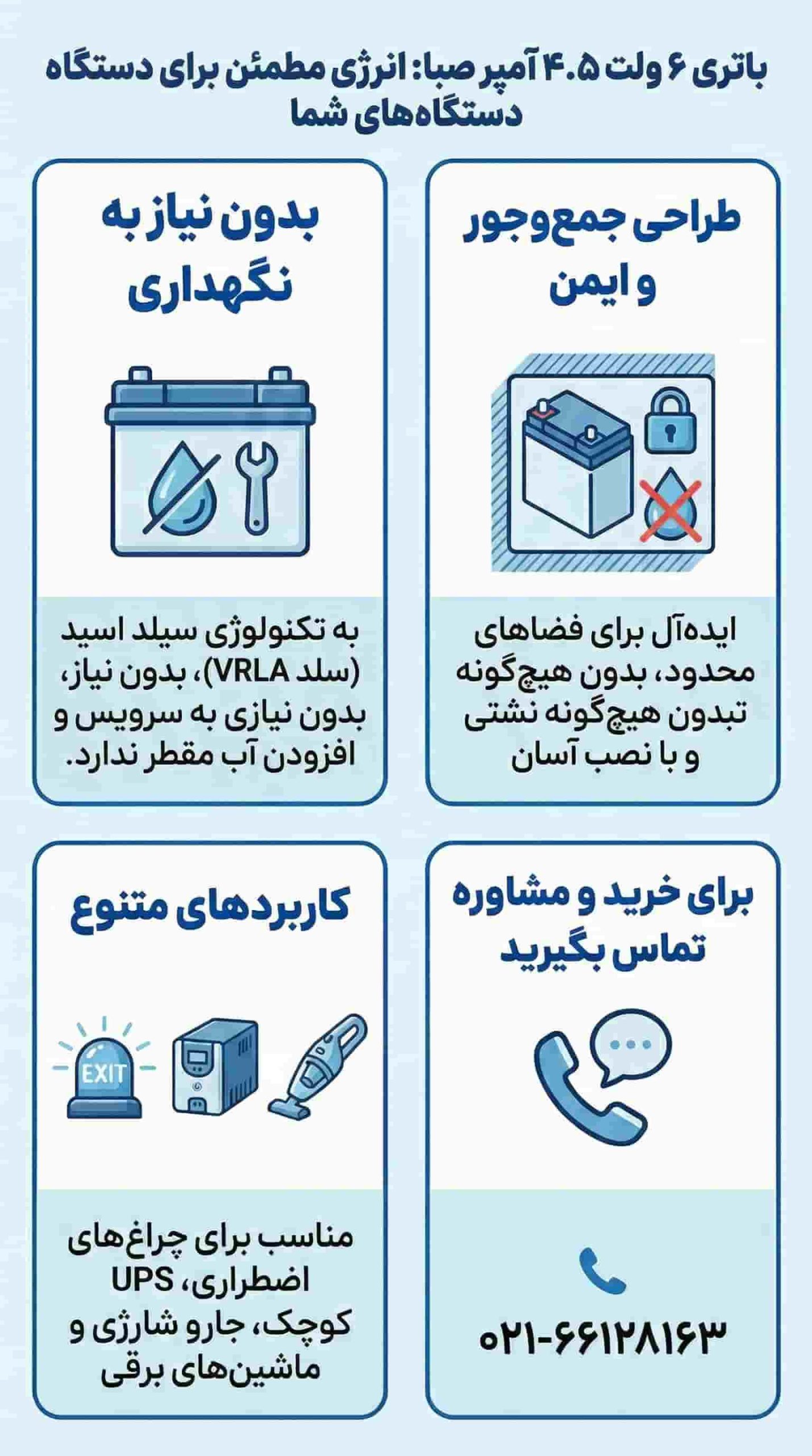 باتری 6 ولت 4.5 آمپر صبا