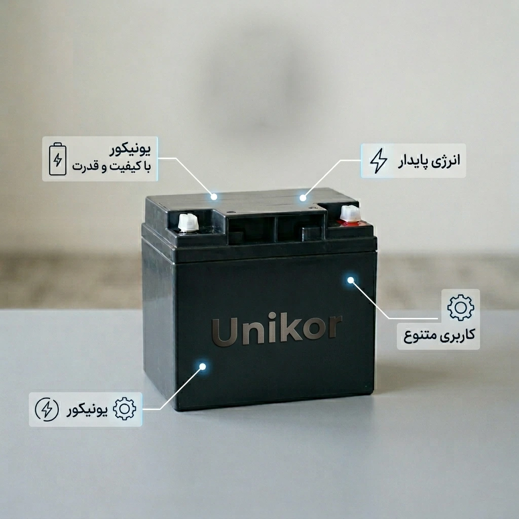 باتری یو پی اس یونیکور 28 آمپر 6 باتری یو پی اس یونیکور 28 آمپر