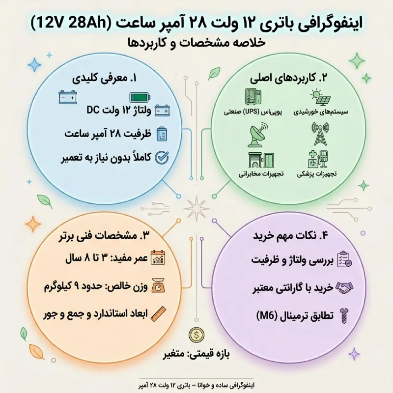 باتری یو پی اس ولتا 28 آمپر 4 باتری یو پی اس ولتا 28 آمپر