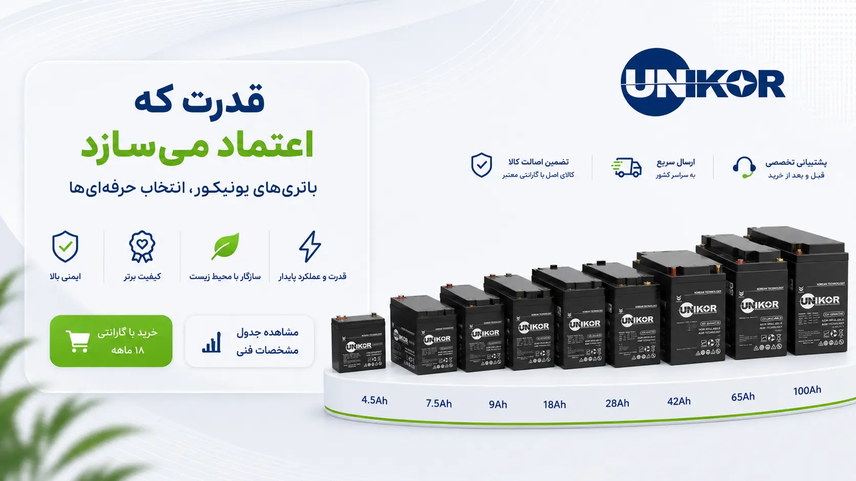 دسته بندی باتری یونیکور