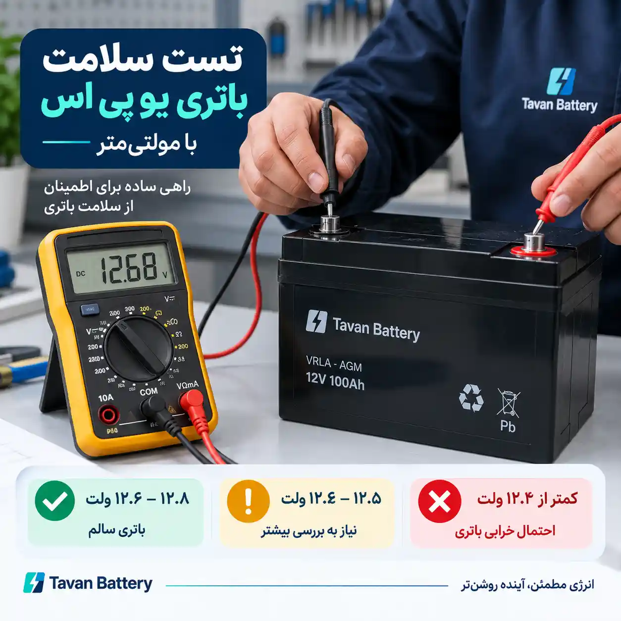 باتری سیلد اسید چیست؟ 16 تست ولتاژ باتری سیلد اسید با مولتیمتر